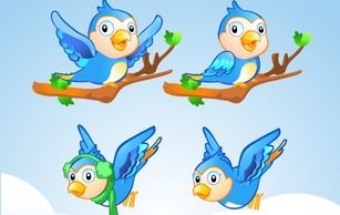 Free Vector Character  Little Blue Bird Preview