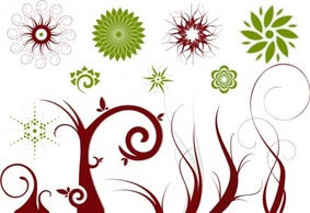 Flowers & Trees - Free Vector Flowers and Swirls 