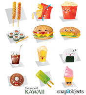 Free Vector Kawaii Fast Food