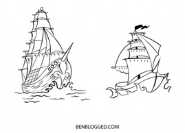Transportation - Free Vector Pirate Ships 