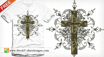 Templates - Free Vector T-shirt Design with Cross 