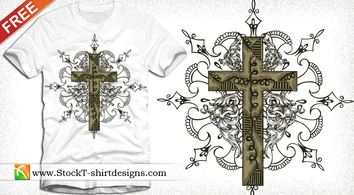 Free Vector T-shirt Design with Cross Preview