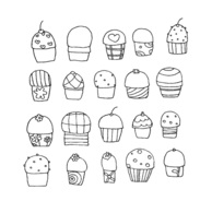Freehand Vector Cupcakes Preview
