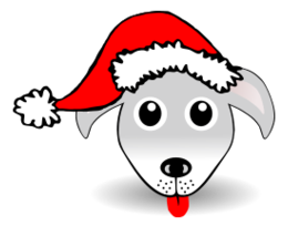 Funny Dog Face Grey Cartoon with Santa Claus hat