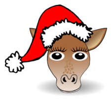 Cartoon - Funny Giraffe Face Cartoon with Santa Claus hat 