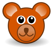 Cartoon - Funny Teddy Bear Face Brown 