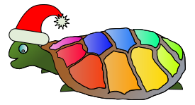 Cartoon - Funny turtle with santa hat 