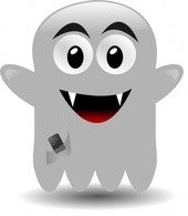 Ghost With A Cellephone clip art 