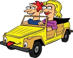 Cartoon - Girl And Boy Driving Car Cartoon clip art 