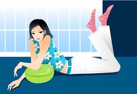 Human - Girl in lay position vector 9 