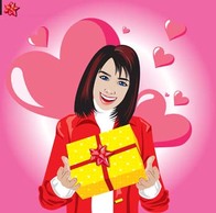 Human - Girl in love with gift 