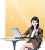 Human - Girls and computer vector 14 