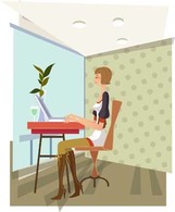 Girls and computer vector 38