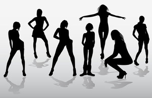 Human - Girls silhouettes free vector 