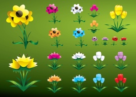 Glossy Flowers Vectors