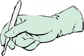 Human - Gloved Hand With Scalpel clip art 