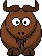 Gnu Cartoon Cow Bull Logo Buffalo Horns Animal Ox Motto Preview