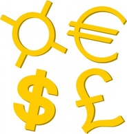 Business - Gold Currency Symbols clip art 