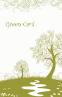 Holiday & Seasonal - Green Card Templete with Tree Autumn Leafs 