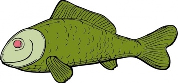 Animals - Green Fish clip art 