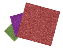 Green, purple, and red sandpapers