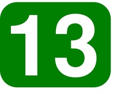 Shapes - Green Rounded Rectangle With Number 13 clip art 