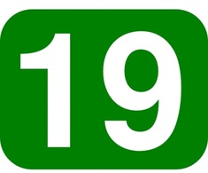 Shapes - Green Rounded Rectangle With Number 19 clip art 