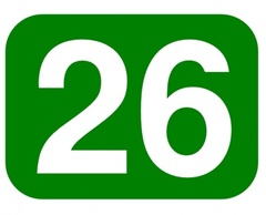 Shapes - Green Rounded Rectangle With Number 26 clip art 