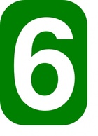 Shapes - Green Rounded Rectangle With Number 6 clip art 