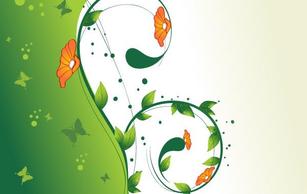 Backgrounds - Green Swirl Floral Vector illustration 2 