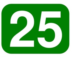 Green White Number Rounded Rectangle 25