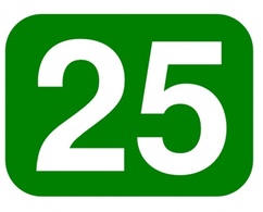 Green White Number Rounded Rectangle 25 