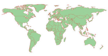 Maps - Green world map free vector 