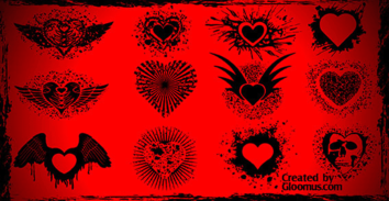 Grunge vector hearts