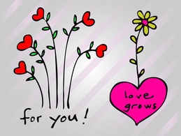 Cartoon - Heart Flowers 