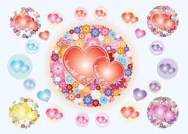 Nature - Heart Flowers Vectors 