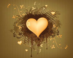 Spills & Splatters - Heart on grunge background brown 