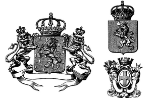 Heraldry Crests with Crowns, Lions, Banners Preview