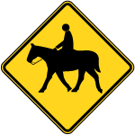 Horse Crossing Road Vector Sign 