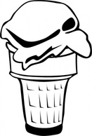 Ice Cream Cone (1 Scoop) (b And W) clip art