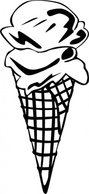 Ice Cream Cone (2 Scoop) (b And W) clip art Preview