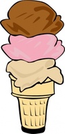 Objects - Ice Cream Cone (3 Scoop) clip art 