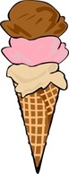 Objects - Ice Cream Cone (3 Scoop) clip art 