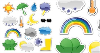 Icon style vector stickers weather material