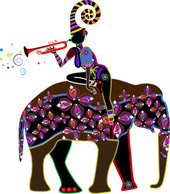 Illustration African girl riding elephant Preview