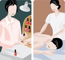 Illustrations of manicure and massage 