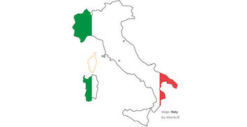 Maps - Italy map with flag free vector 