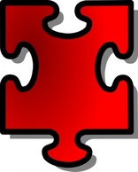 Objects - Jigsaw Red 10 clip art 