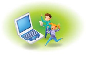 Human - Kids and laptop vector 