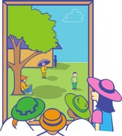 Human - Kids Looking Out Window clip art 